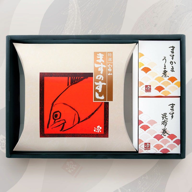 特選ますのすし・うま煮セットの箱入り商品画像です。
